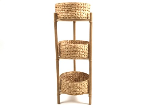 Premium 3-Tier Water Hyacinth Storage Tower with Triangle Wooden Frame